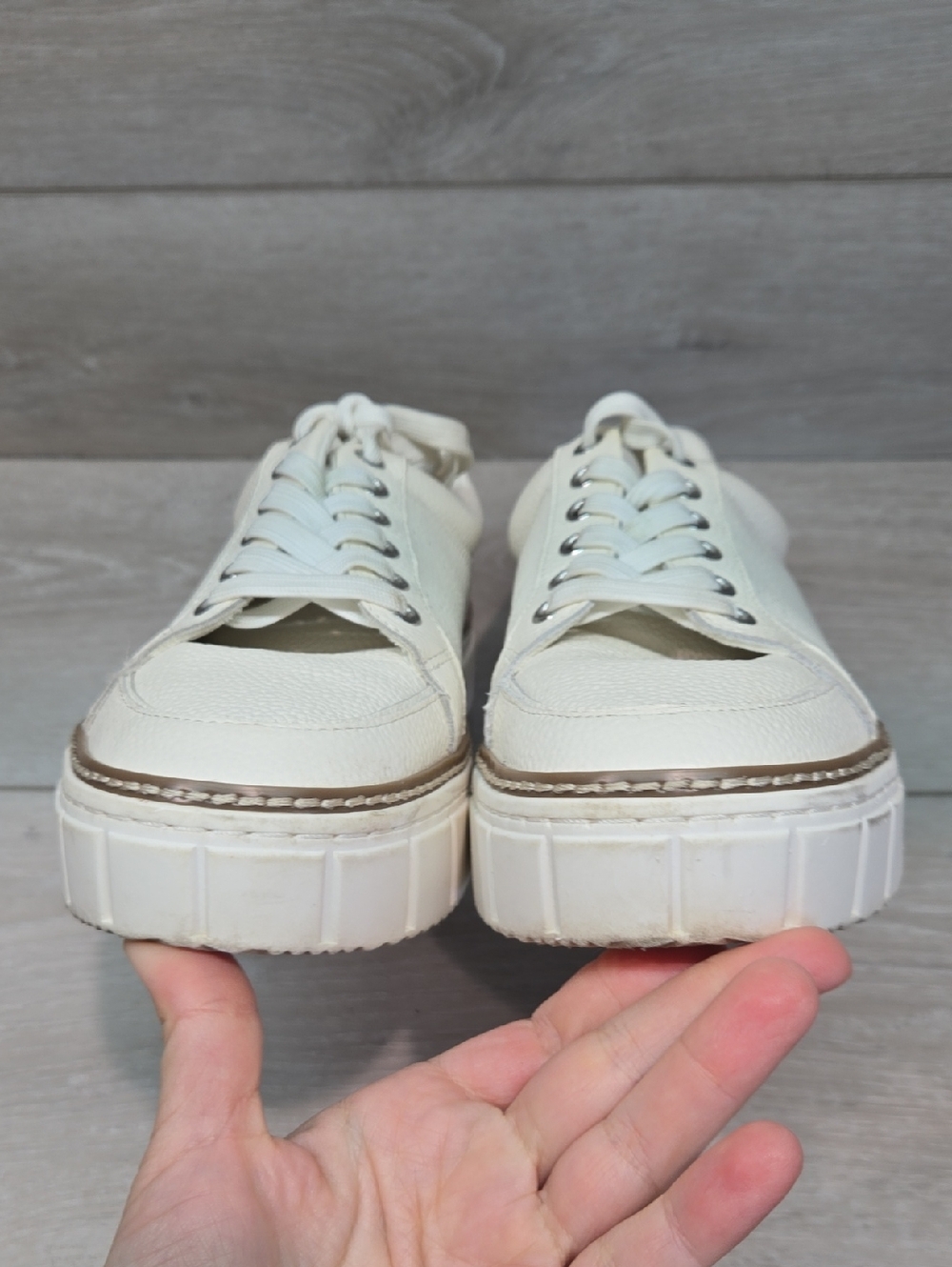 Vince Camuto Women Rezelli White Platform Leather Sneakers Shoes Sz 10M - Picture 5 of 12